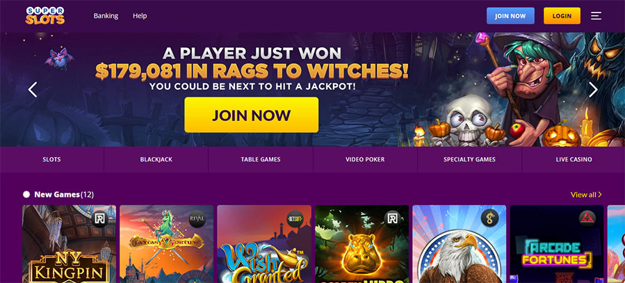 Super Slots Homepage